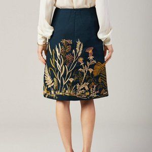 Brooks Brothers’ Teal Floral-Embroidered Canvas Skirt NWT